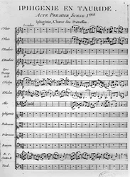 Opening page of the score of Iphigénie en Tauride by Gluck