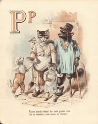 P: Puppy, poverty Poor family! Alas! On this high road she goes beggar; but none listens to her.