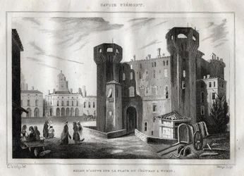 Palace of Aosta on the Place du Chateau in Turin - Engraving from 