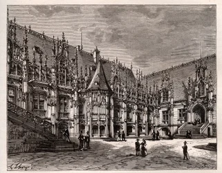 Palais de justice de Rouen former parliament of Normandy - engraving in France illustree: geography, history, statistical administration by V.A. Malt-Brown. 1884