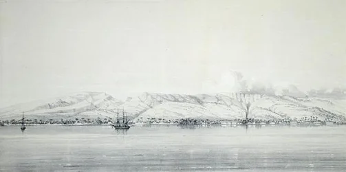 Panorama of the Bay of Papeti, from Voyage Around the World on the Frigate Venus