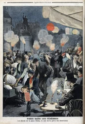 Paris in darkness - The surroundings of the Clichy place, the evening of the strike of the electricians - Le petit Journal, March 1907