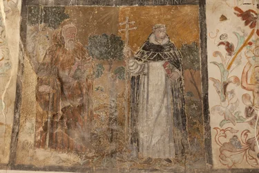 Parish church (Església de la Mare de Déu de Solers). Interior. The naves. Mural paintings. (detail). 16th century (?)