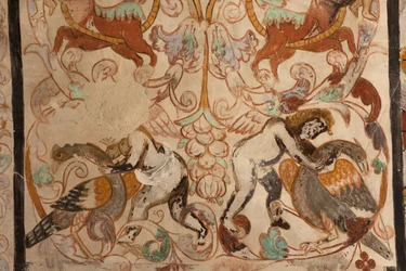Parish church (Església de la Mare de Déu de Solers). Interior. The naves. Mural paintings. (detail). 16th century (?)