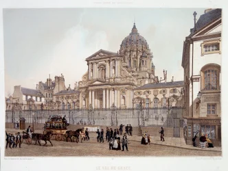 Passing by the church of Val de Grace in Paris - lithography
