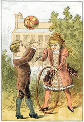 Paul plays ball and Louise plays hoop - in Alphabet des petits savants