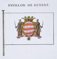 Pavillon de Guerre, detail from Flags from Monaco, from a French book of Flags, c.1819