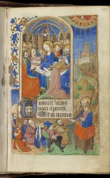 Pentecost and a Preaching Scene, Book of Hours (Use of Paris)