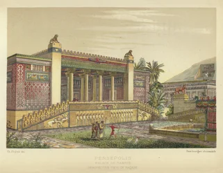 Persepolis, Palace of Darius, Perspective view of Facade