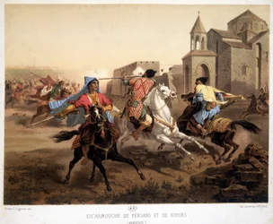 Persian and Kurdish Skirmish in Armenia - lithography