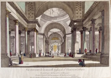 Perspective view of the interior of the church of Sainte Geneviève in Paris - optical view