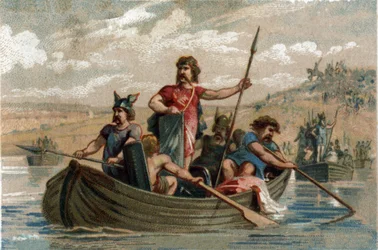 Pharamond crossed the Rhine with Frankish warriors and became the first Duke of the Salian Franks from 420 to 428.