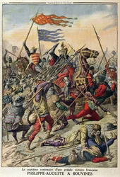 Philippe-Auguste at Bouvines, illustration from Le Petit Journal