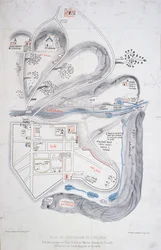 Plan of Jerusalem in 1308, illustration from a facsimile edition of Liber de Expeditione Terrae Sanctae by Marino Sanuto di Torcello