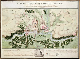 Plan of events at the Battle of Gunzburg between Austrian and French Troops in 1805, 1808