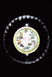 Plaque, Sulphide with Floral Bouquet