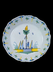Plate Decorated with the Liberty Tree Planted at the Foot of Three Tents