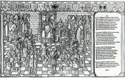 Pope Urban II presiding over the Council of Clermont in 1095
