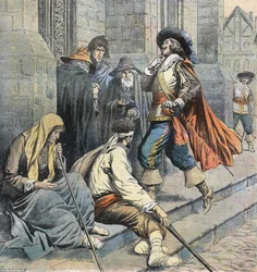 Porthos returning to the Church of Saint Leu is seen by D