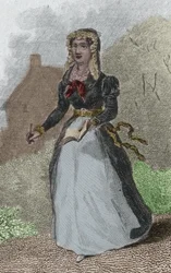 Portrait of Adelaide-Gillette Dufrenoy (1765-1825) French Poetess - engraving from 1876