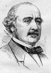 Portrait of Albert de Broglie (1821-1901), French politician, diplomat, historian, essayist and academician. Engraving in 