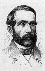 Portrait of Alfred Mezieres (1826-1915), French literary historian, politician, essayist and academician. Engraving in Le Monde Illustré n°883 of 14 March 1874.
