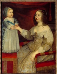 Portrait of Anne of Austria, Queen of France (1601-1666) and the Dauphin Louis XIV as a child