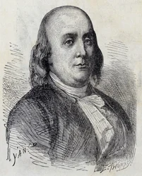 Portrait of Benjamin Franklin (1706 - 1790), American Politician, Memorialist, Pamphleteer and Physicist - in Album of Science; Illustrious Scholars; Great Discoveries 1896