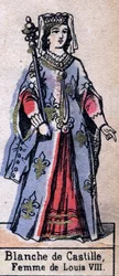 Portrait of Blanche de Castille (1188-1252), wife of Louis VIII of France. Illustration late 19th century.