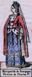 Portrait of Blanche of Burgundy (ca. 1296-1326), wife of Charles IV of France. (Capetian dynasty). Illustration late 19th century.