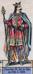 Portrait of Charles IV of France, known as Charles the Bel. Illustration late 19th century