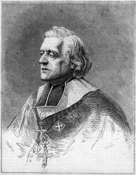 Portrait of Charles Joseph Eugene de Mazenod (1782-1861), bishop of Marseille. Engraving in 