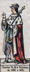 Portrait of Charles VII of France, known as Charles the Victorious or Charles the Well-Served (1403-1461) (Capetian dynasty). Illustration late 19th century.