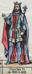 Portrait of Charles VI of France, known as Charles the Beloved (1368-1422) (dynasty of the Capetians). Illustration late 19th century