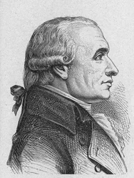 Portrait of Gaspard Monge, Count of Peluse (1746 - 1818), French mathematician - in Album of Science; illustrious scientists; Great discoveries 1896