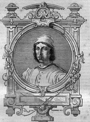 Portrait of Herimar, abbe of Saint Denis de Reims (died 1070). Engraving in Histoire des papes-kings-queens-et-empereurs a travers les centuries by Maurice Lachatre