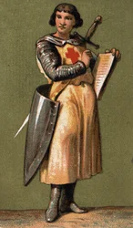 Portrait of Jean de Joinville (1225 - 1317) French columnist, friend and confidant of King Louis IX, whom he accompanied to the VII Crusade. Chromolithography of the 19th century.