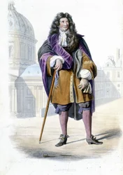 Portrait of Jean de La Fontaine, French writer (1621-1695) - in Ed. Mennechet, 