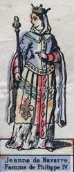 Portrait of Jeanne I of Navarre (1273-1304), wife of Philip IV of France. (Capetian dynasty). Illustration late 19th century