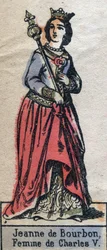 Portrait of Jeanne de Bourbon (1337-1378), wife of Charles V of France. (Capetian dynasty). Illustration late 19th century