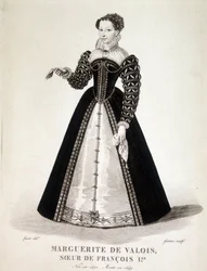 Portrait of Margarita of Navarre (Margaret of Valois, Marguerite of Angouleme or Marguerite of France) (1492-1549) Queen of Navarre and Poetess - 19th century