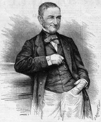 Portrait of Moreau Chaslon, president of the board of directors of Compagnie Generale des Omnibus. 19th century. Engraving in Le Monde Illustré n°660 of 4 December 1869.