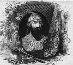 Portrait of Nana Saheb (Nana Sahib) (by his real name Dhundu Pant) (ca. 1820-?), leader of the anti-colonial revolt of the Sepoys in India. Engraving in "Le Monde Illustré" no. 331 of 15 August 1863.
