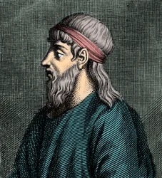 Portrait of Parmenides of Elea, Greek philosopher, active around the 5th century BC