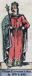 Portrait of Philip III of France, known as Philip the Bold (1245-1285) (dynasty of the Capetians). Illustration late 19th century
