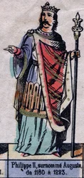 Portrait of Philip II of France, known as Philippe Auguste. Illustration late 19th century