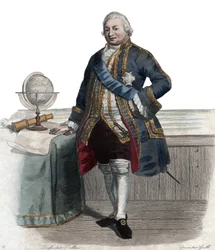 Portrait of Pierre Andre de Suffren de Saint Tropez, bailiff of Suffren (1729-1788), French admiral. illustration from 