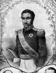 Portrait of Radama II (1829-1863), King of Madagascar. Engraving in 