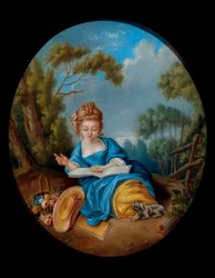 Portrait of a girl reading. French school of the 18th century