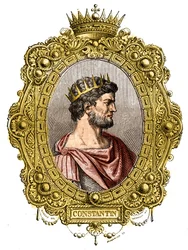Portrait of the Roman Emperor Constantine I The Great (274-337). Engraving in 